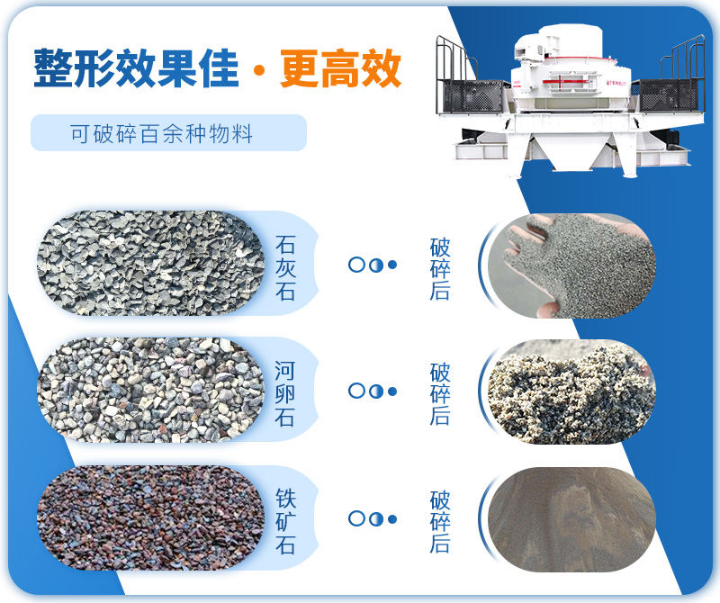 制砂機成品粒度多樣化，各種石料都不怕